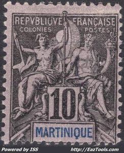 MARTINIQUE TYPE GROUPE 10c NOIR SUR LILAS N° 35 NEUF * AVEC CHARNIERE - Picture 1 of 2