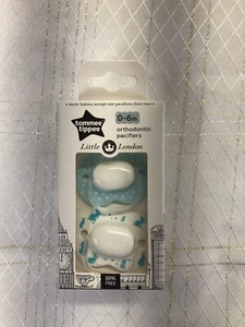 Tommee Tippee Little London Ortho Pacifiers Soothies Binkys Blue Bunnies 0-6 Mo - Picture 1 of 6