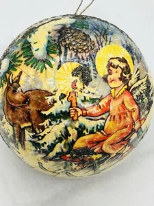 1957 Kurt Adler papel maché adorno de Navidad soporte de caramelo ángel ciervo vintage - Imagen 1 de 11