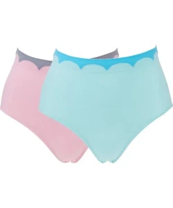 Rhonda Shear 2-pack Seamless Scallop-Trim Ahh Brief Pink/Mint - Picture 1 of 1
