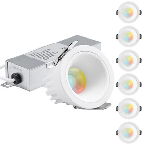 6/12-Pack 2" 5CCT LED Recessed Light, Dimmable Anti-Glare, Narrow Frame - Picture 1 of 9