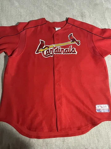 VINTAGE St Louis Cardinals Adults 3XL Red Mesh Authentic Majestic Jersey Pujols Cover