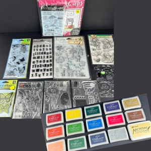 NEU lose Gummistempelsets und Stempelkissen Großpackung Posten Konvolut Stempelzubehör * Fotos - Bild 1 von 15