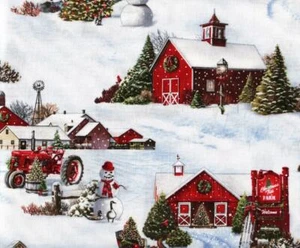 Christmas Town Snow 'Tis the Season Quilt Sew Fabric ELIZABETH'S STUDIO - Picture 1 of 1