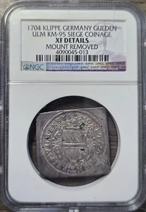 1704 Siege Of Ulm Klippe Gulden NGC XF Mount Removed - Picture 1 of 2
