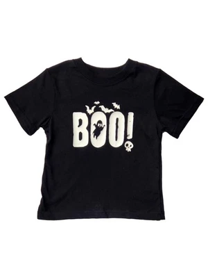 Boys Black Boo Long Sleeve T-Shirt Halloween Tee Shirt Medium 8 - Image 1 of 2