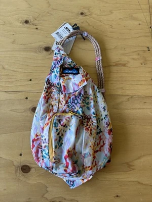 KAVU Mini Rope Sling Outdoor Summer Hiking Bag Crossbody Pink Floral Coral NEW - Image 1 of 4