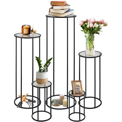 Soporte redondo para plantas negro 5 piezas soporte para flores para fiesta, soporte alto de pedestal de metal... Foto 1 de 4