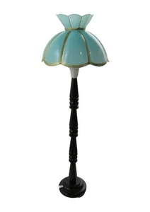 Lampada Da Terra Elettrica Standard Con Paralume Blu Chiaro E Oro 12V - Foto 1 di 7
