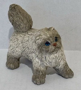 Estatuilla de gato gris persa del Himalaya Stone Critters de colección de los años 80 con ojos azules - Imagen 1 de 13