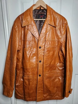 Chaqueta Blazer De Long Glove Cuero de Vaca Hombres Marrón Botón Frontal Talla 48 XLong Foto 1 de 4