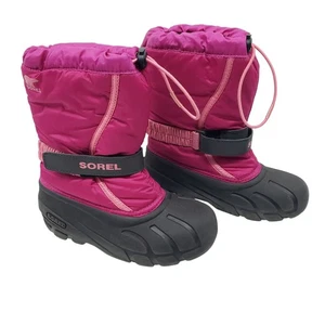 Sorel Youth Flurry Girls Size 3 Pink Winter Snow Boots Weather Resistant - Picture 1 of 8