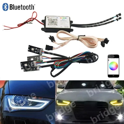 Para Audi A4 S4 2013-2016 RGB Multicolor LED DRL Placa Faro APP Control BT Foto 1 de 4