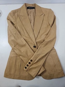 Gucci Damen hellbraun Leder Blazer Jacke klein Vintage Style - Bild 1 von 13