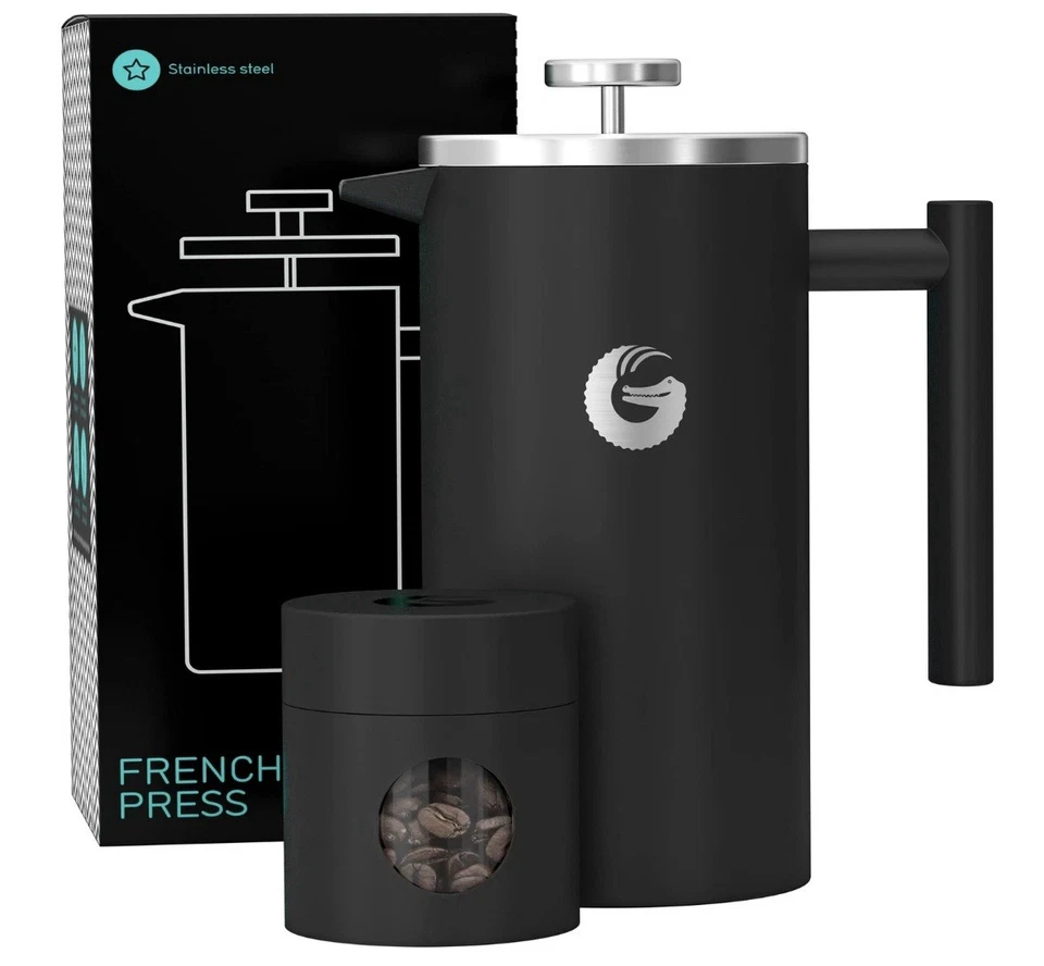 Cafetera Prensa Francesa Coffee Gator - Aislada, Acero Inoxidable Manual Negra Foto 1 de 4
