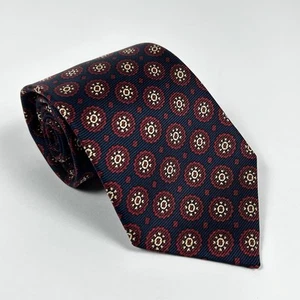 Corbata Polo Ralph Lauren Para Hombres 100% Seda Azul Marino Rojo Patrón Geométrico - Imagen 1 de 7