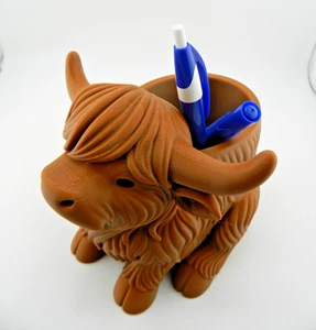 Highland Kuh Stift Bleistift Halter Pflanzgefäß Süßigkeiten Schüssel Schreibtisch Organizer 3D-Druck - Bild 1 von 10