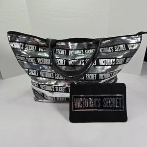 Victoria's Secret Pailletten Beuteltasche + Handgelenktasche Set Reise Strand Fitnessstudio - Bild 1 von 10