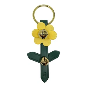 Single Yellow Flower Leather Sleigh Bell Door Hanger Made in USA New Home Decor - Picture 1 of 5