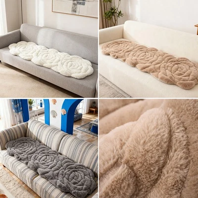 Thick Plush Rose Sofa Cover 4 Sizes Couch Protector Decorative Throw Slip Covers - Image 1 of 4