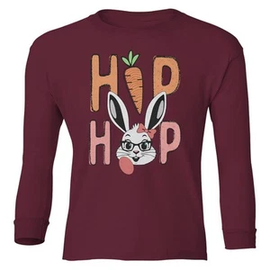 Hip Hop Bunny – Funny Easter Carrot And Bunny Design Youth Long Sleeve T-Shirt - Picture 1 of 10