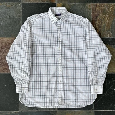 Ralph Lauren Purple Label Men’s Dress Shirt Italy Cotton 17 White Brown Black - Image 1 of 4