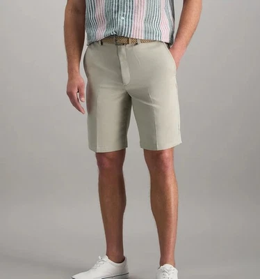 NWT Haggar Size 34 Cool 18 Shorts Flat Front Khaki Chino Expandable Waist Casual - Image 1 of 4