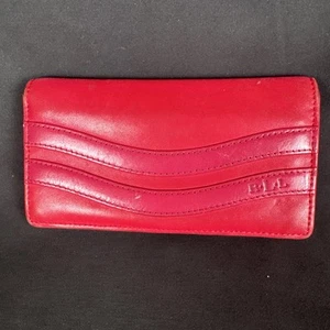 Cartera para tarjetas de cuero rosa Lauren Ralph Lauren diseñador preppy cierre a presión y cremallera - Imagen 1 de 11