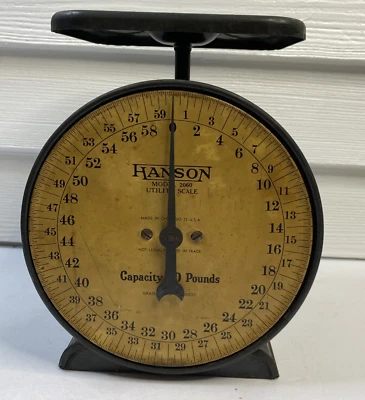Vintage Hanson Modelo 2060 Utilidad Escala 60 lb Capacidad Hecho en Chicago EE. UU. Foto 1 de 2