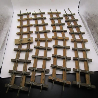 Bassett Lowke O Gauge Or Similar Wood 2 Rail Brass Curve Track 46cm x 4 - Image 1 of 3