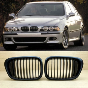 Matte Black Kidney Grilles For BMW E39 4D Sedan M look 1996~2003 5-Series - Picture 1 of 4