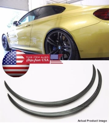 1 Pair Black Carbon Flexible 1" Arch Extension Wide Fender Lip For BMW AUDI - Image 1 of 2