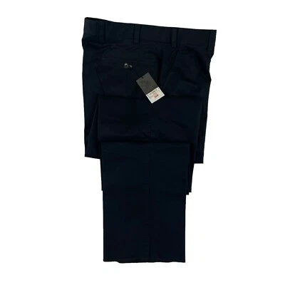 Pantalón Hiltl Negro Algodón Elástico Calce Clásico Frente Plano Para Hombre Talla 32xUnf Nuevo Con Etiquetas Foto 1 de 4