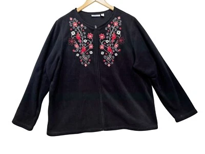 Chaqueta polar Croft & Barrow para mujer bordada Cardinal 1X negra Foto 1 de 4