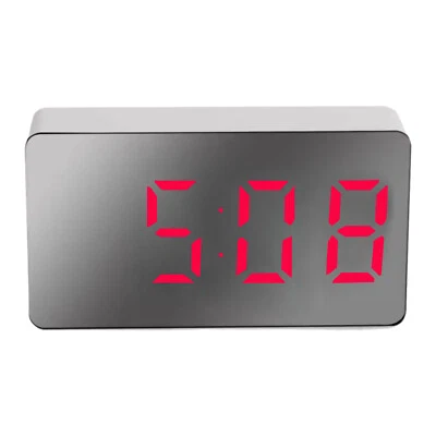 Batería USB Reloj Despertador Grande Digital Pantalla LED Espejo Tiempo Para Coche Dormitorio Foto 1 de 4