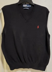 Polo Golf Ralph Lauren Sweater Vest Mens Black V-Neck Pullover Cotton XL - Picture 1 of 3