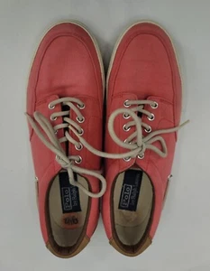 Polo Ralph Lauren Boat Shoes Men's 9.5 D Vance Slides Faded Canvas Pink Lace Up - Picture 1 of 15