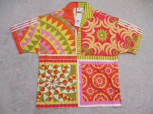 Adidas x Farm Rio Women S - M Loose Fit Short Sleeve Button Up Shirt IT7266 - Picture 1 of 11