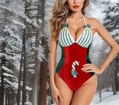 Lencería navideña para mujer - Terciopelo rojo, verde ropa de dormir sexy nueva con etiquetas - XL Foto 1 de 4