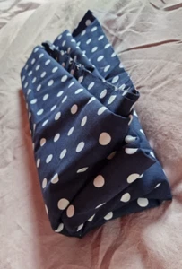11.5 YARDS VINTAGE DARK BLUE LARGE 1CM WHITE POLKA DOT COTTON POPLIN FABRIC - Picture 1 of 4