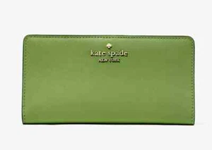 Kate Spade New York Staci Madison Large Slim Bifold Wallet Turtle Green - Picture 1 of 3
