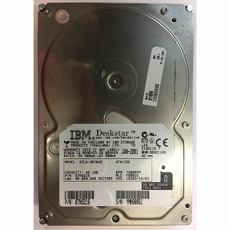 07N5216 - IBM 46GB 7200 RPM IDE 3.5" HDD - Image 1 of 1