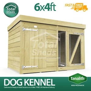 Dog Kennel & Run 6ft x 4ft Fully Pressure Treated Tanalised Timber Free delivery - Picture 1 of 12