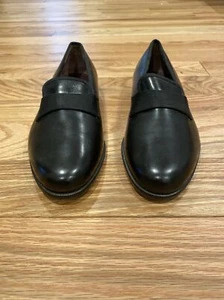 Salvatore Ferragamo Men's Black Leather Tuxedo Shoes Strap Loafers Size 7.5 EE - Picture 1 of 9