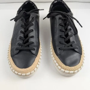 Sam Edelman Black Faux Leather Espadrille Platform Sneakers Women's Size 8 - Picture 1 of 7