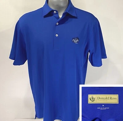 DONALD ROSS Golf M Medium Short Sleeve Shirt Blue Little Mill CC Polyester Mens - Image 1 of 4