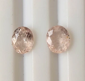 Natural Peach Morganite 6X5 mm Oval Faceted Untreated Calibrated Stone 2 Pieces - Picture 1 of 5