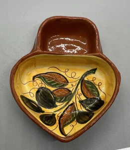 Hand Painted Yellow And Orange Olive Dish terracotta Pottery Signed Portugal - Bild 1 von 5