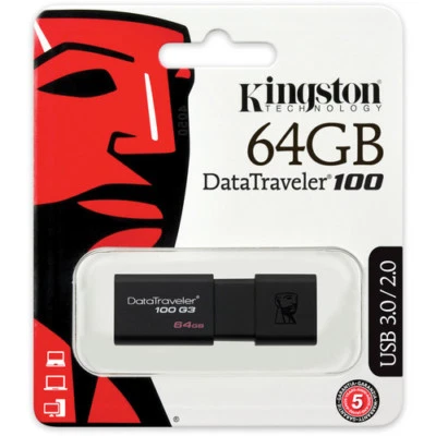 PENDRIVE USB 3.0 64GB CHIAVETTA PENNA 64 GB FLASH KINGSTON DT100G3/64GB memoria - Immagine 1 di 4