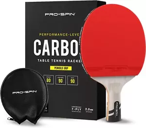 Bate de tenis de mesa PRO-SPIN con fibra de carbono | Empuñadura de sujeción | Serie Elite 7 capas - Imagen 1 de 3